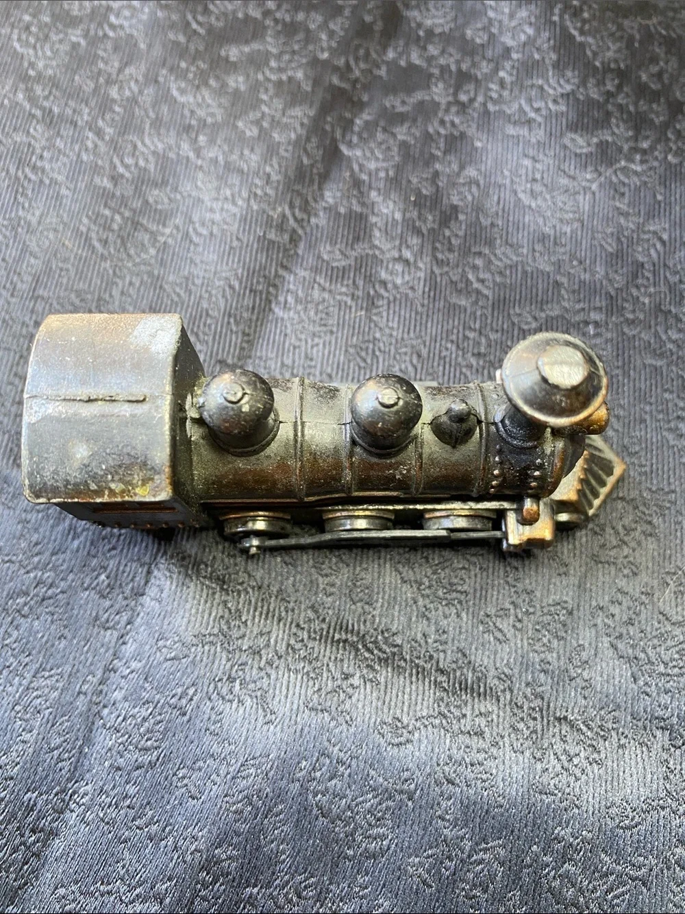 Vintage Brass Tone Die-Cast Metal Steam Locomotive Pencil Sharpener